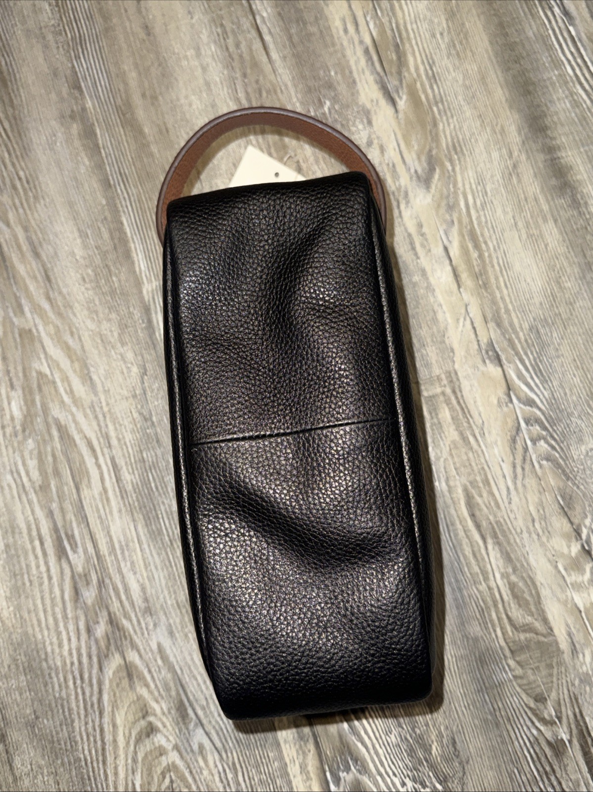 Fossil Black Genuine Leather Zip Around Shave Kit Toiletry Bag Dopp Travel
