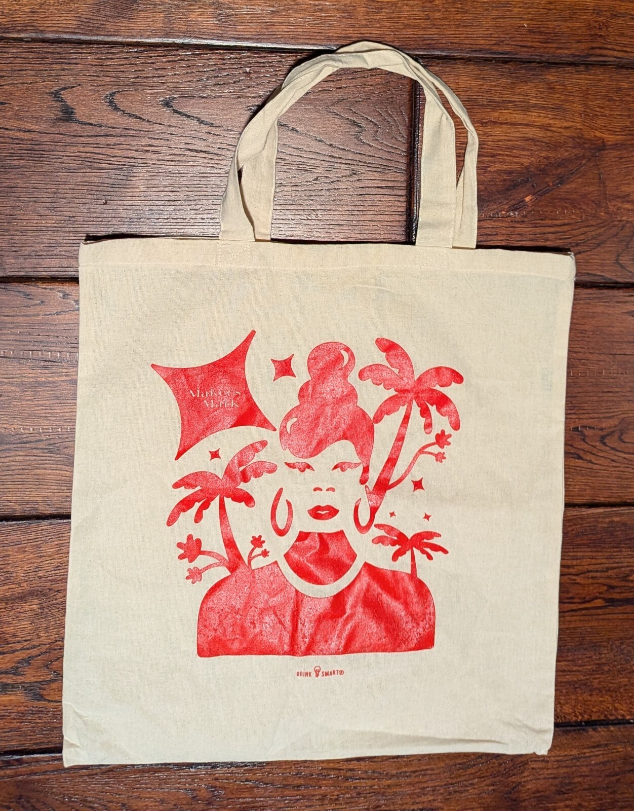 Maker’s Mark Bourbon Whiskey Natural Canvas Tote Bag – 15″x16″