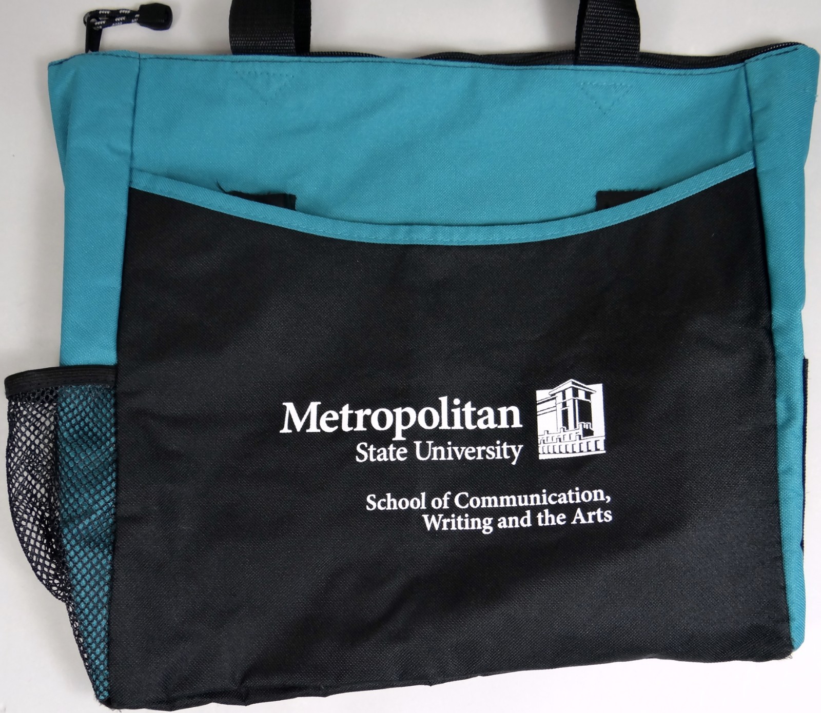 Canvas Tote Bag Metropolitan State University Zip Closure Flap Pen Pockets Zip