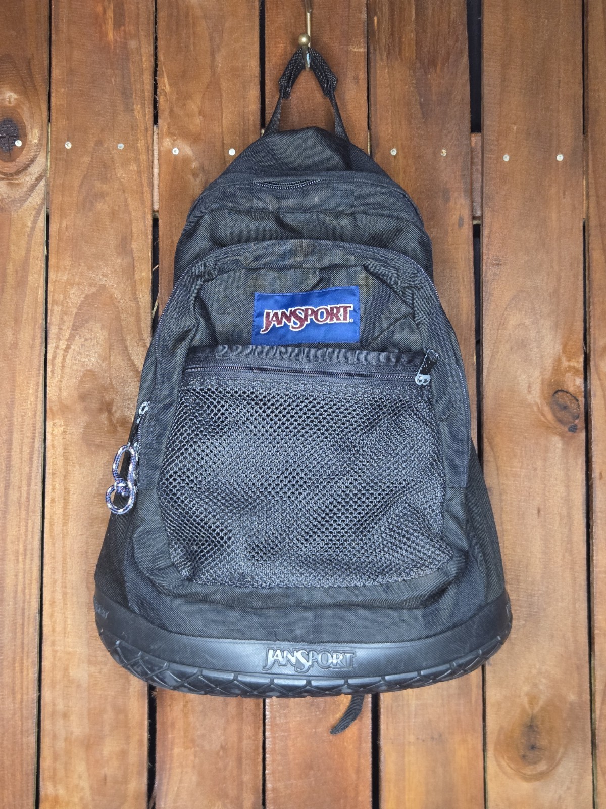 Vintage Rubber Bottom Jansport Backpack Black