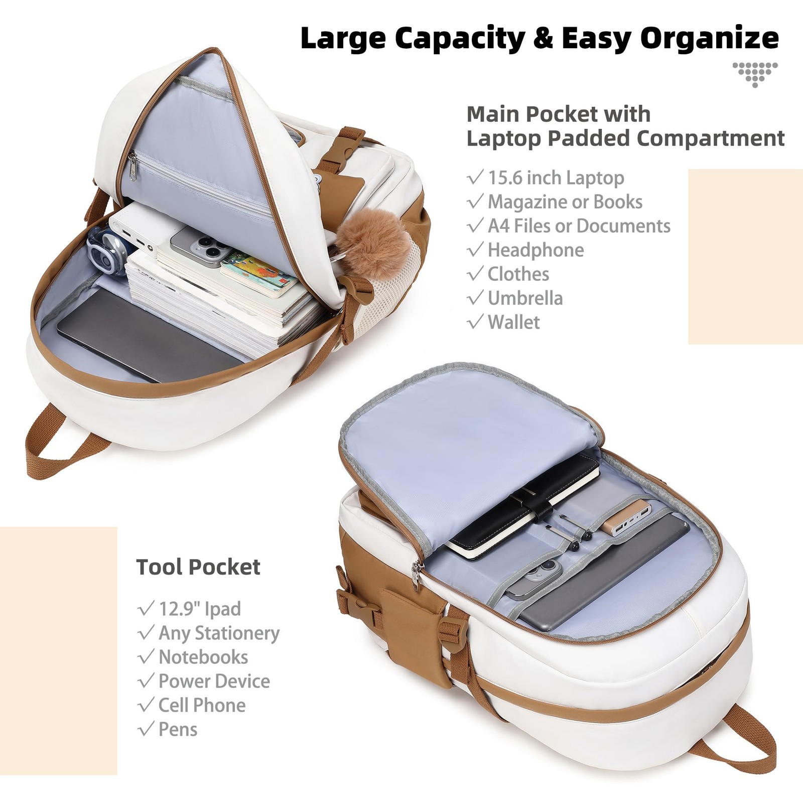Backpack for Girls with Accessories Laptop Bookbags 16 Inch Kawaii Kids Elemen