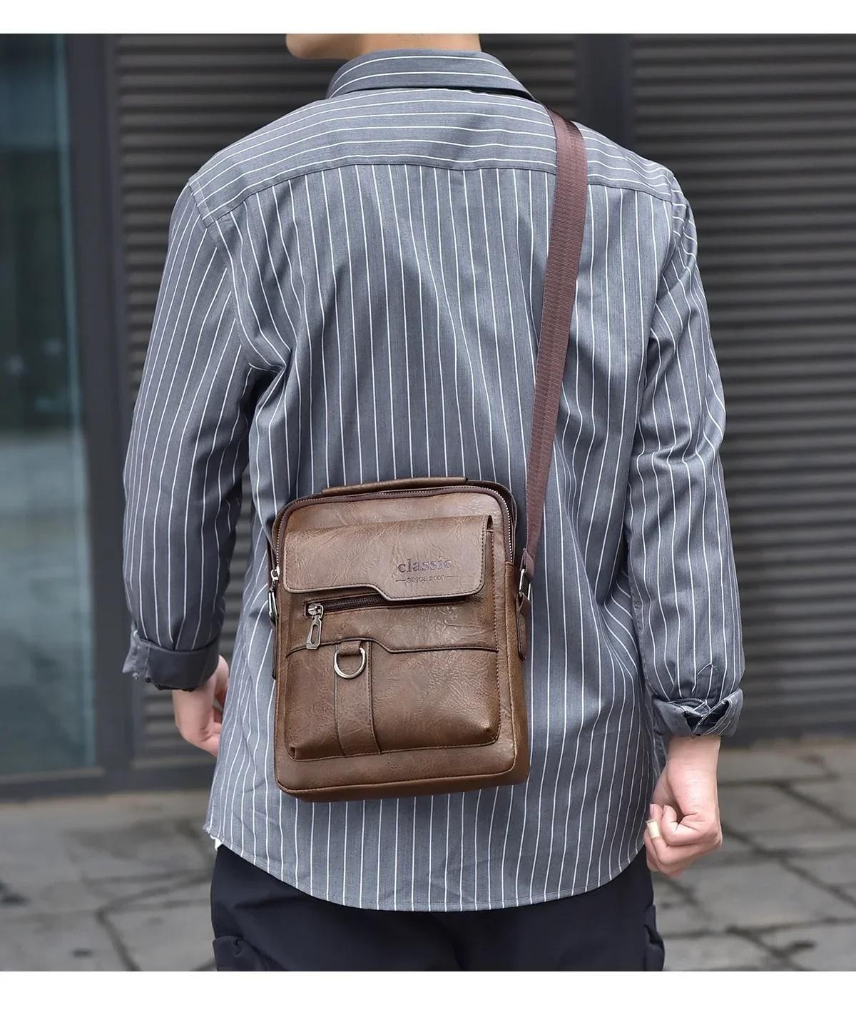 Men Crossbody Bag Men Shoulder Bags Zippers Handbags Large Capacity Artificial L