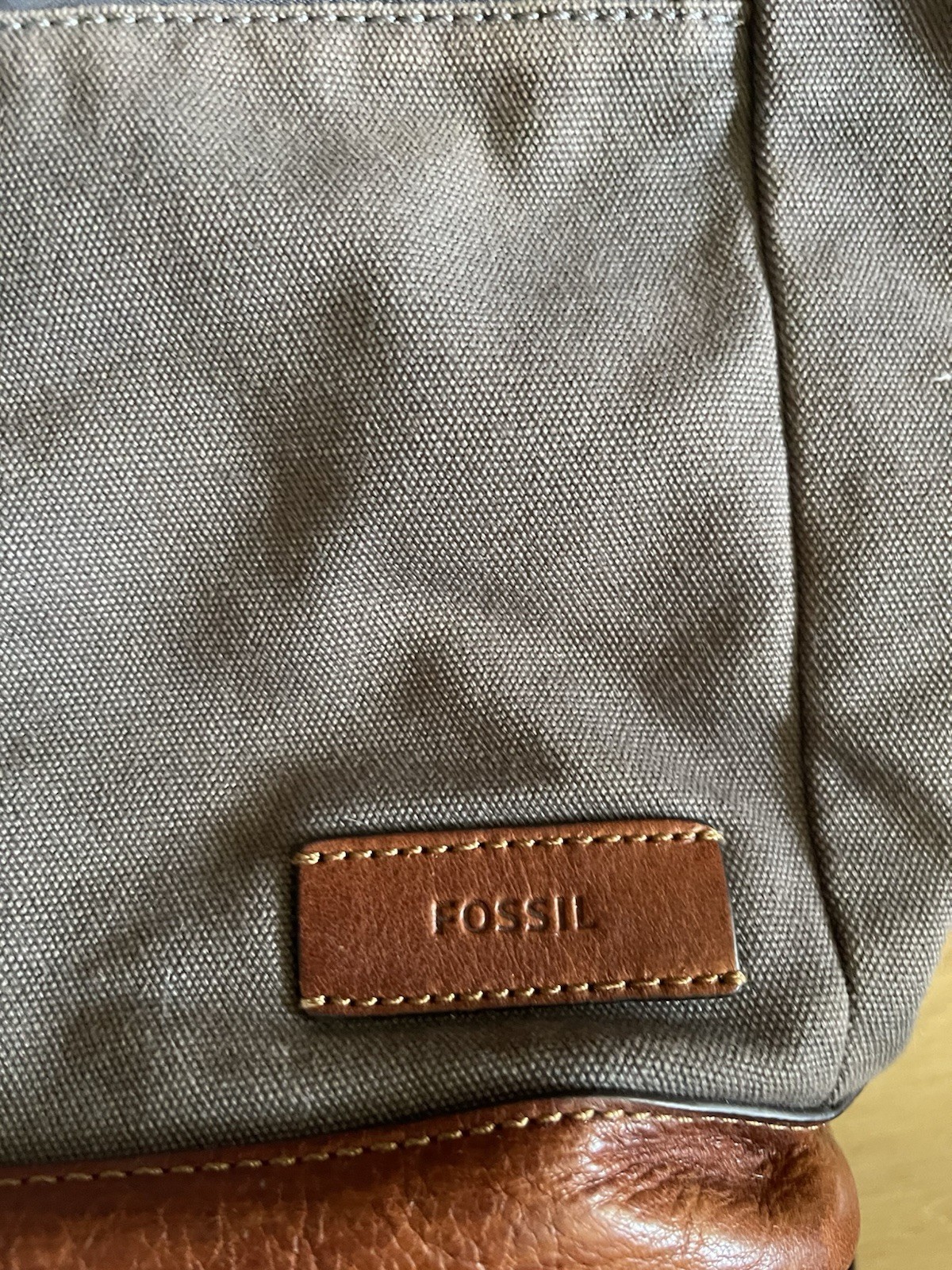 FOSSIL Defender Rolltop Backpack Navy Gray Leather Rucksack Gorpcore
