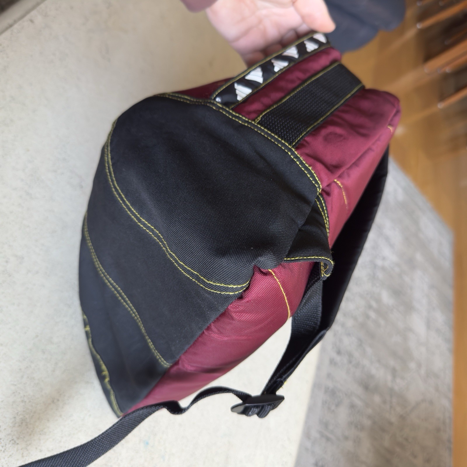 Vintage adidas 90s Backpack Burgundy Retro Sports Bag Tape 3 Stripe 18x13x7