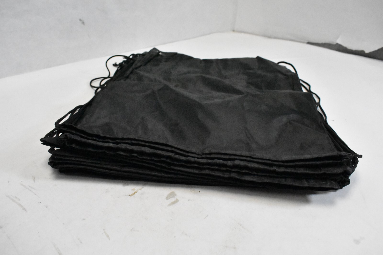 Polyester Drawstring Backpack Pull String Athletic Black Lot Of 10 17.5″ x 13″