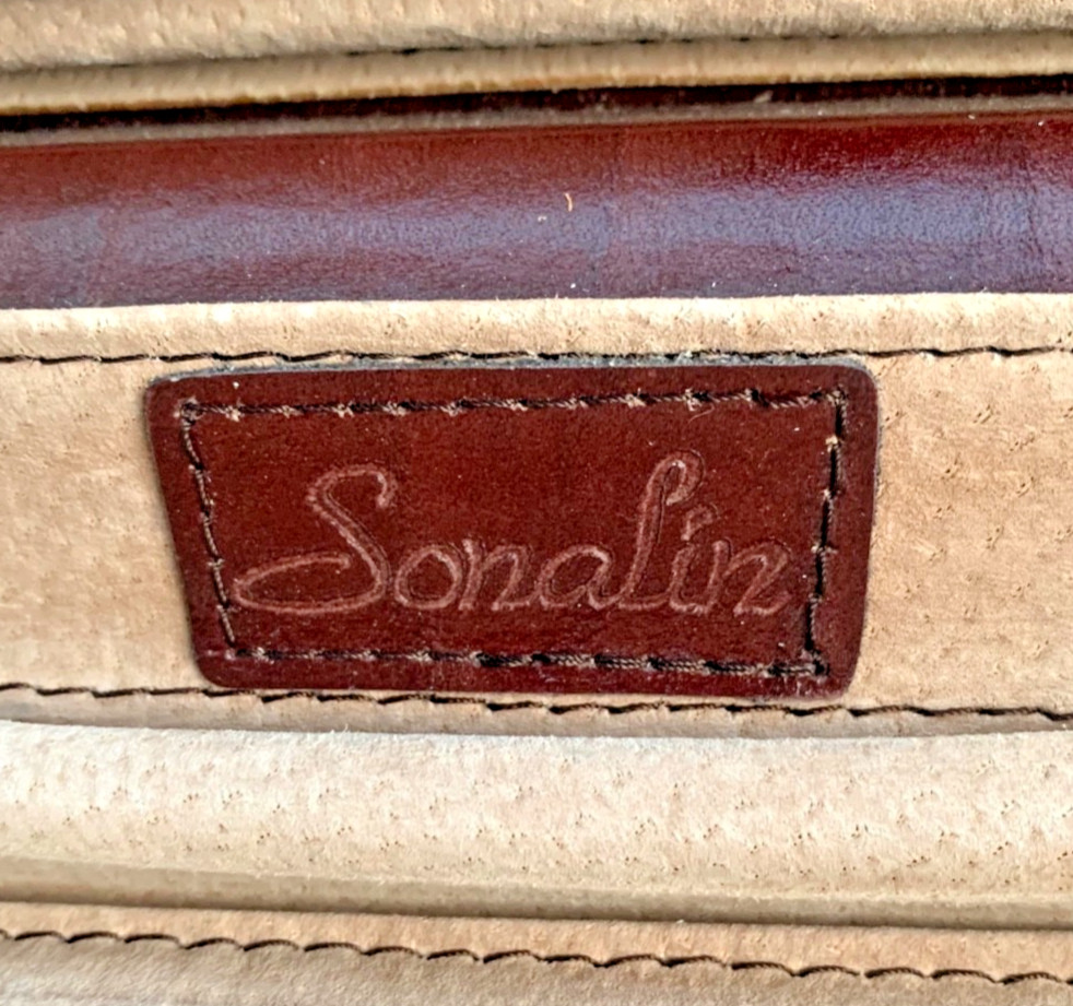 Sonalin Burgundy Briefcase Attache’ Italian Leather 80s 90s Retro EXCELLENT