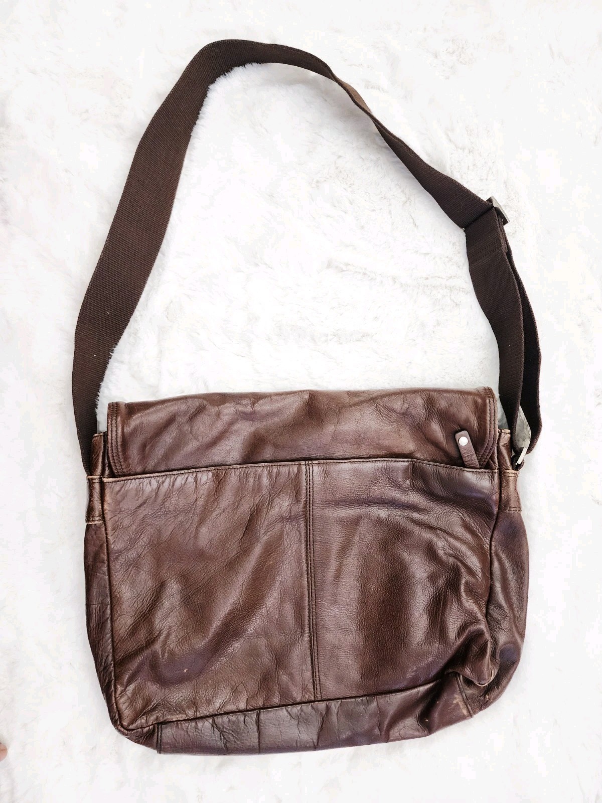 Kenneth Cole Reaction Dark Brown Genuine Leather Messenger Briefcase Crossbody