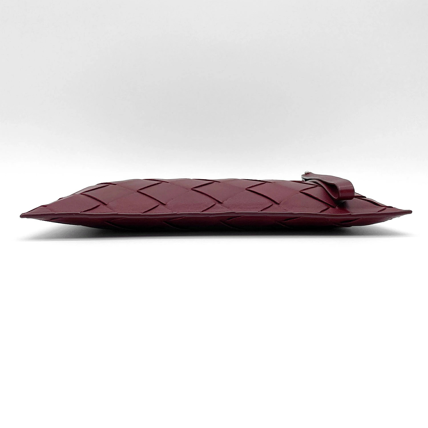 Bottega Veneta Maxi Intrecciato Clutch Bag Pouch Lamb Leather Red Used