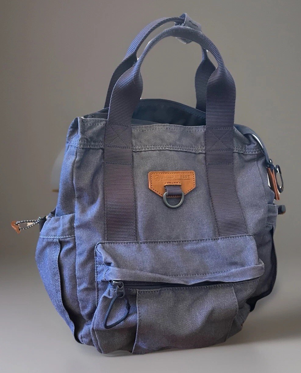 UNITED by BLUE Westward Collection Denim Canvas Small Backpack Bag Sustainable
