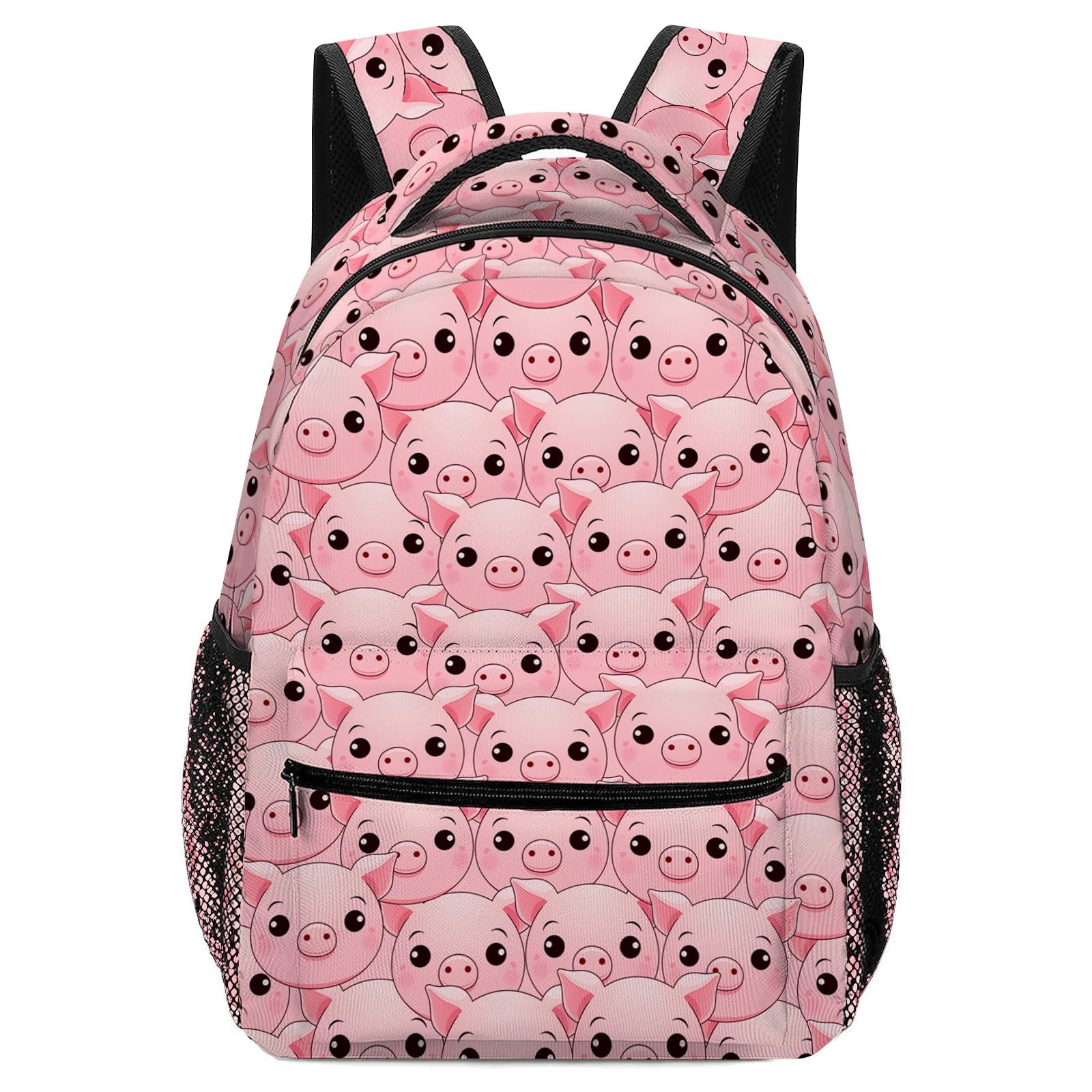 Pig Backpack for Girls Funny Pink Pig Animal Print Lightweight Water Resistant
