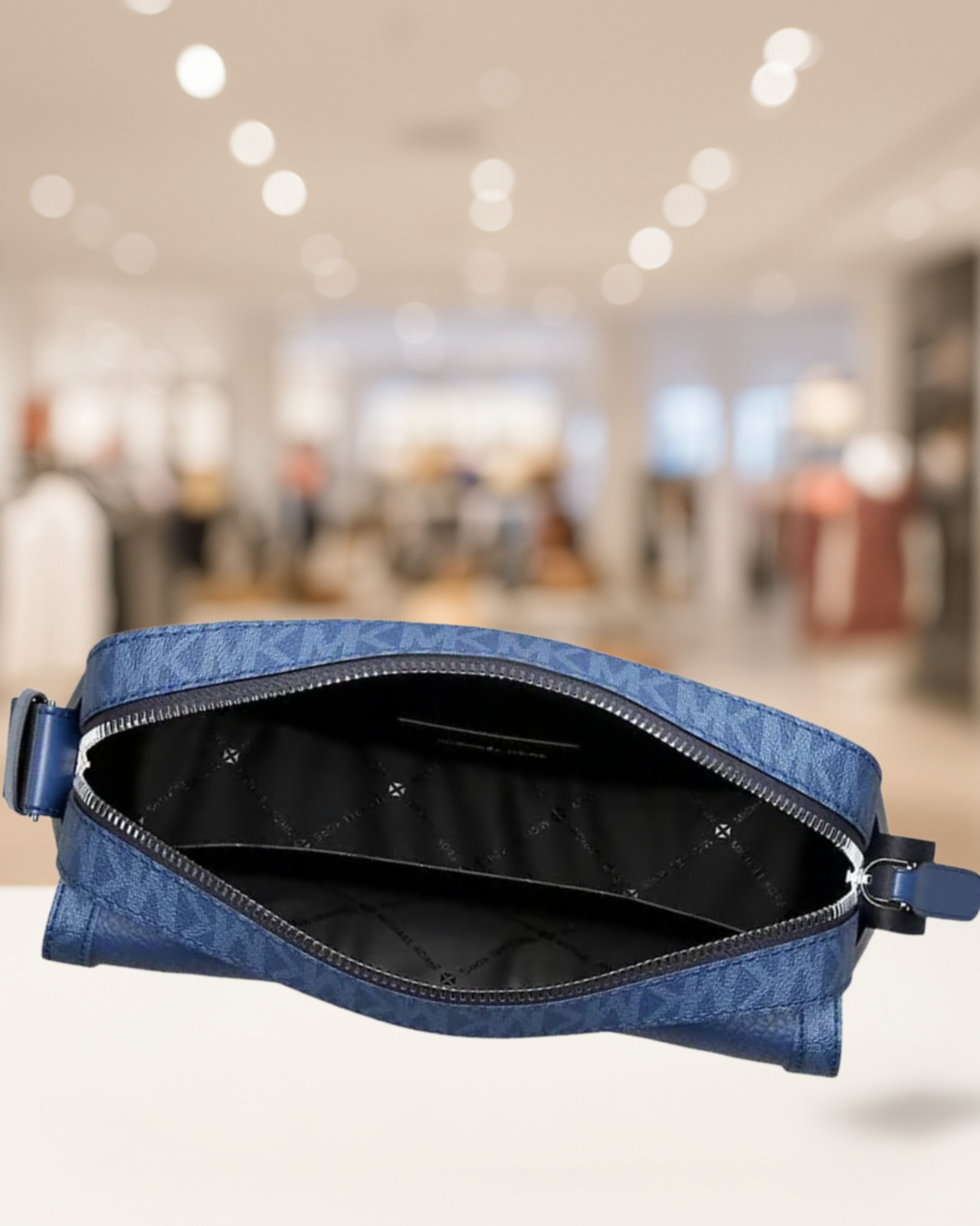 Michael Kors Cooper Medium Leather & Logo Flap Camera Crossbody Bag Galaxy Blue