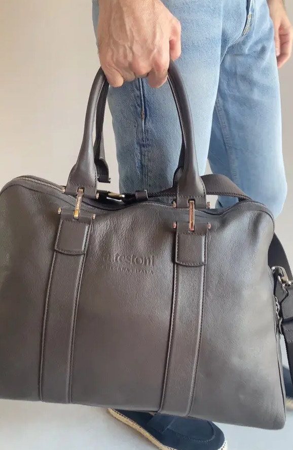 New Leather Testoni Brown Weekender Bag Italian Luxury Travel Duffel NWT
