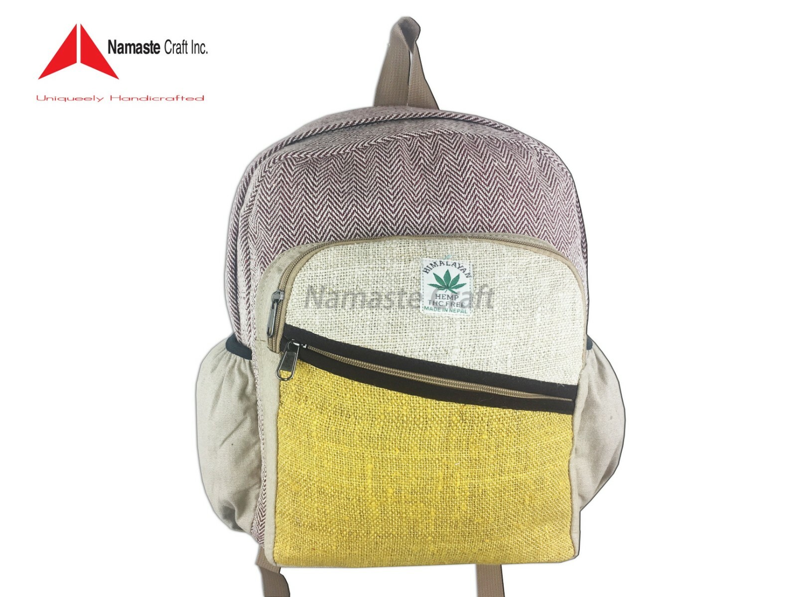 Pure Hemp Multi Pockets laptop Sleeve – Fashionable Travel backpack Nepal Made