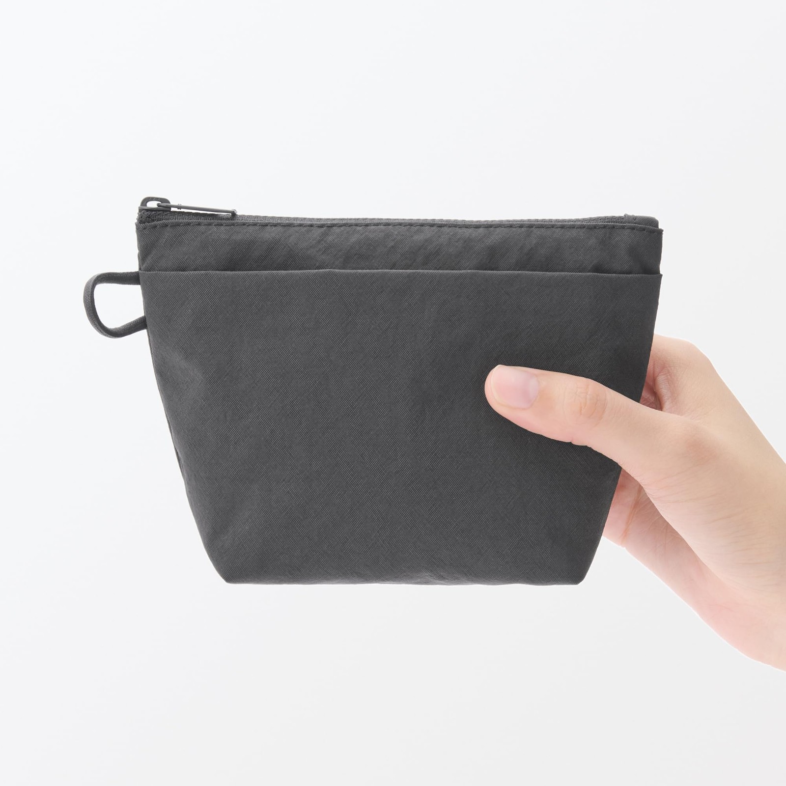 Wrinkle nylon gusseted pouch, dark gray, S, approx. 16.5 x 11 x 6 cm, 84473876