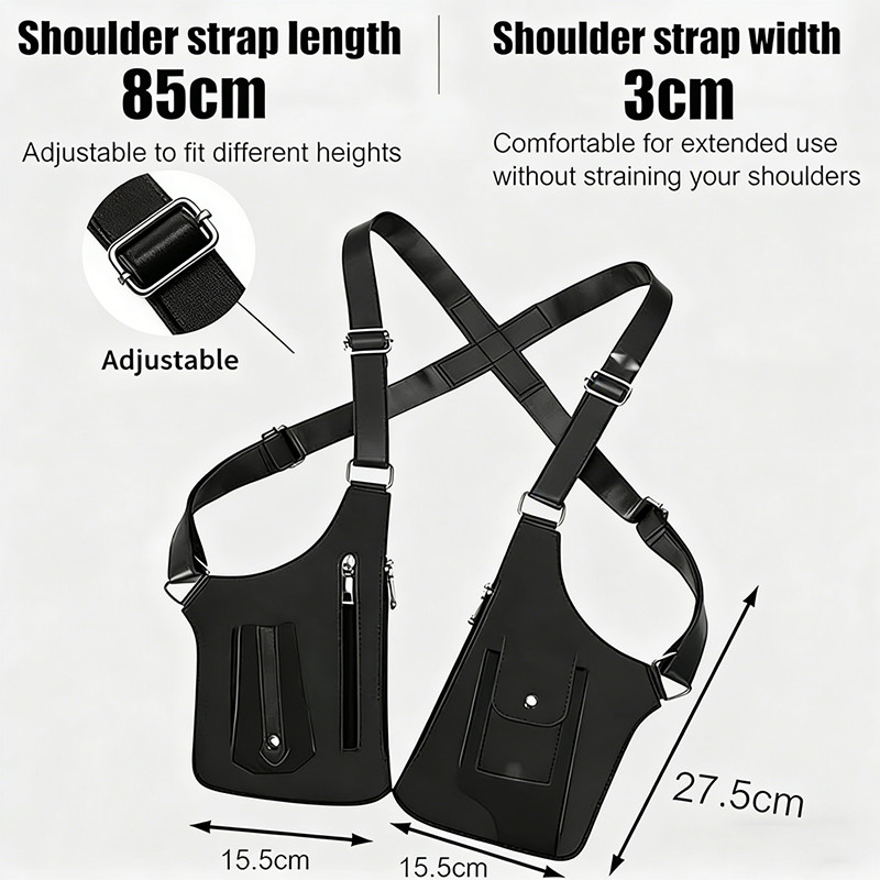 Adjustable PU Leather Wallet Holster Bag Waterproof Underarm Shoulder Bag