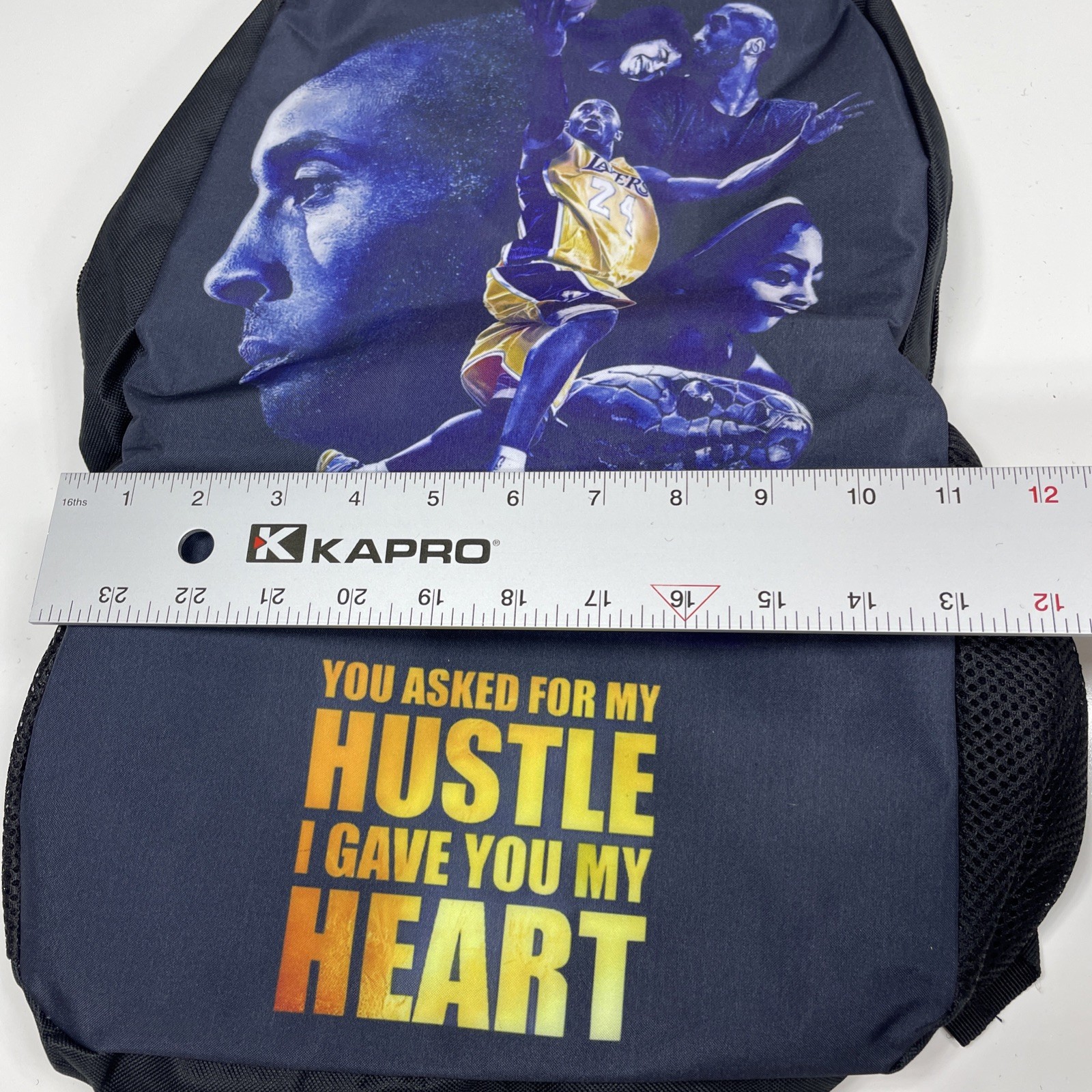 Kobe Bryant Black Backpack Side Pockets You asked for Hustle I gave you my Heart