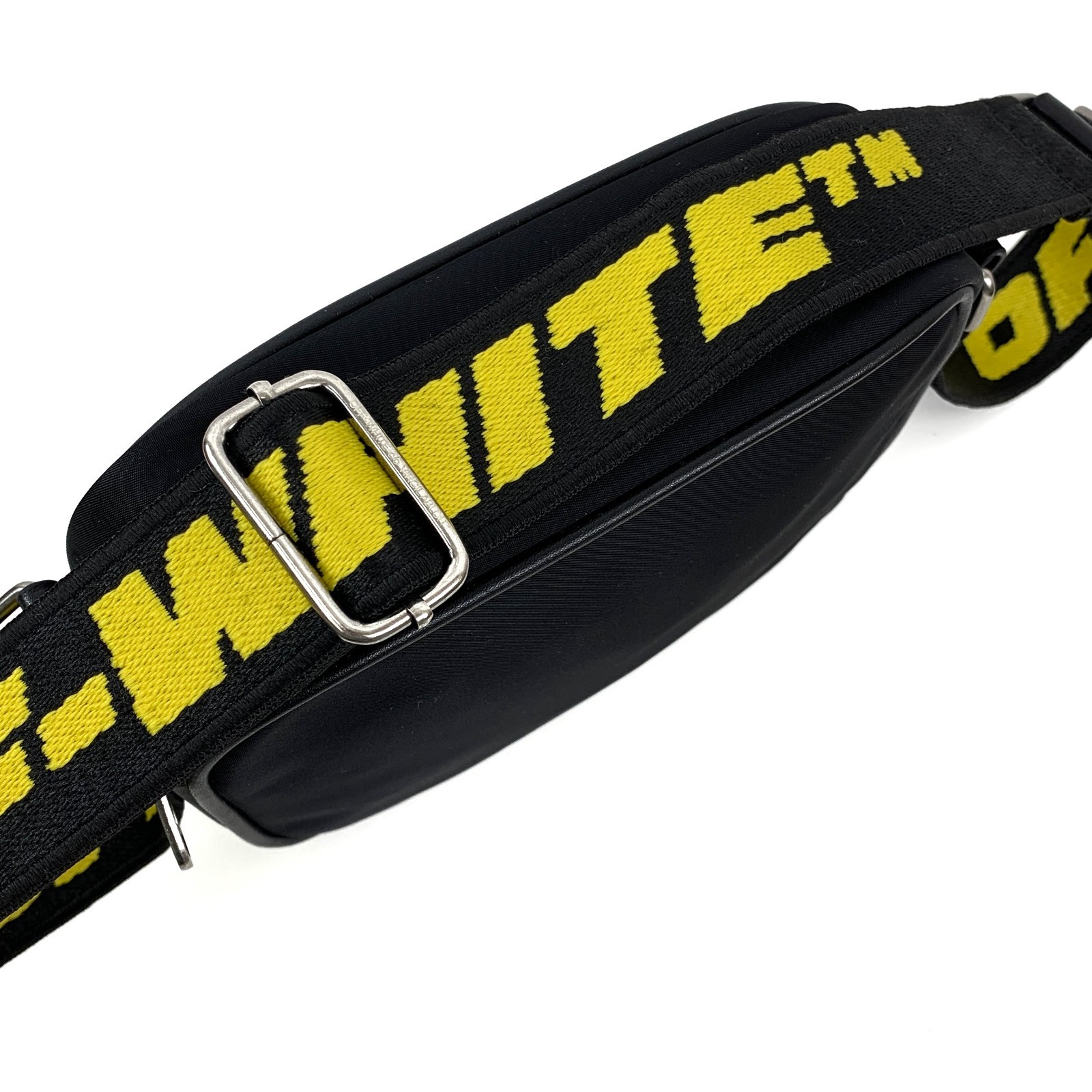 Off-White Logo Print Nylon Zipped Messenger Crossbody Bag Black