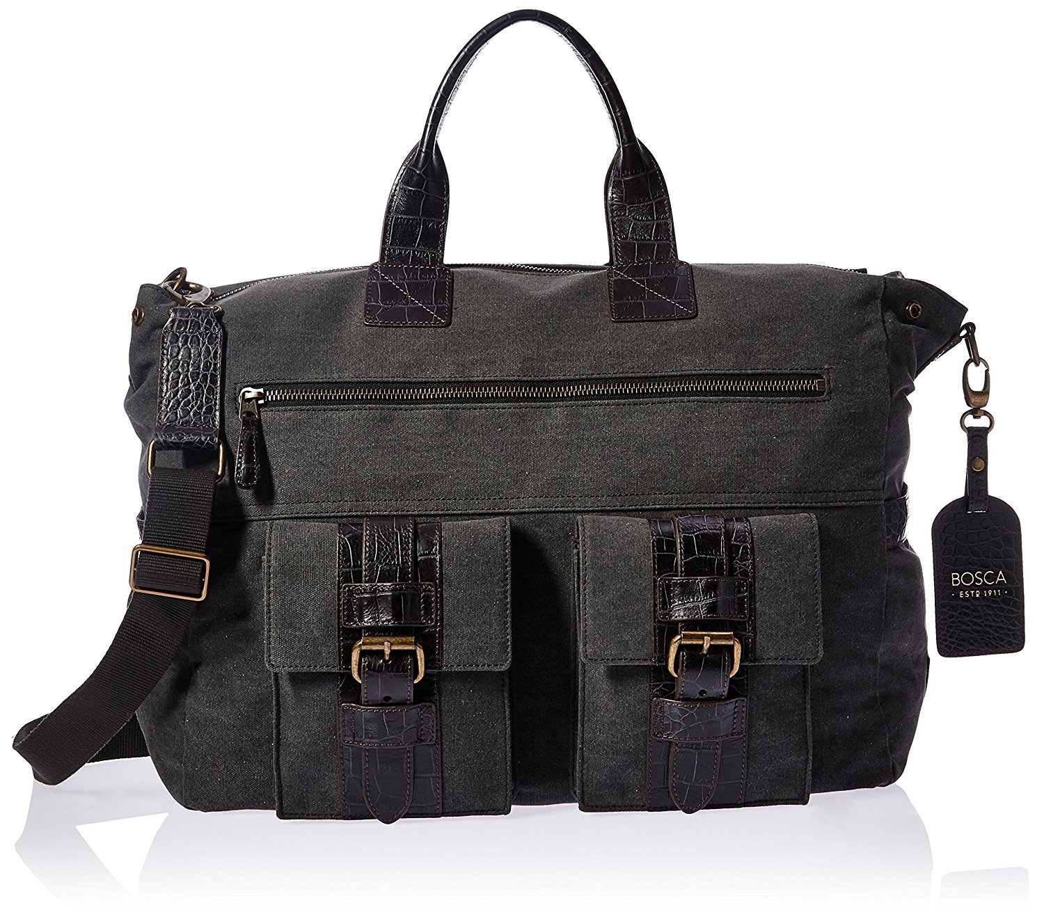 Bosca Field Collection EXCURSION Bag in GRAY w/ DARK BROWN BRAND NEW WITH TAGS!