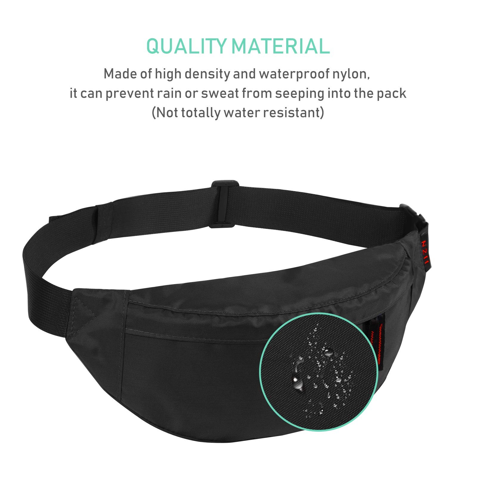 Black Lightweight Running Waist Pack Fanny Pack Belt Bag for Travel Sports
