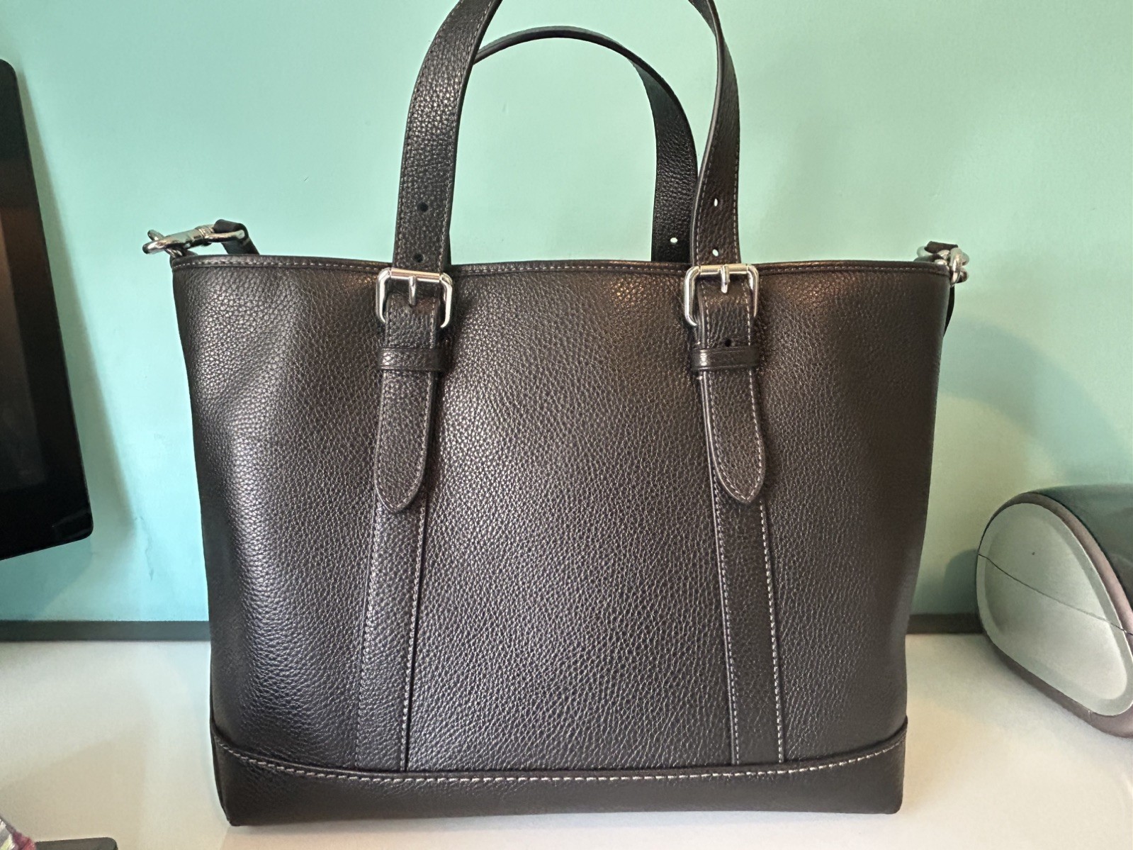 NWT Coach Unisex Warner Tote Bag Crossbody In Leather/Silver/Black CW213