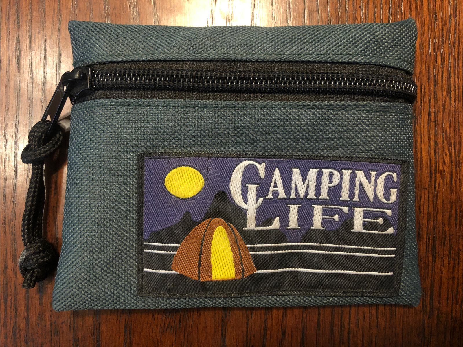VTG “Camping Life” Small Green Travel Pouch Bag Camping Pouch Polyester (A4)