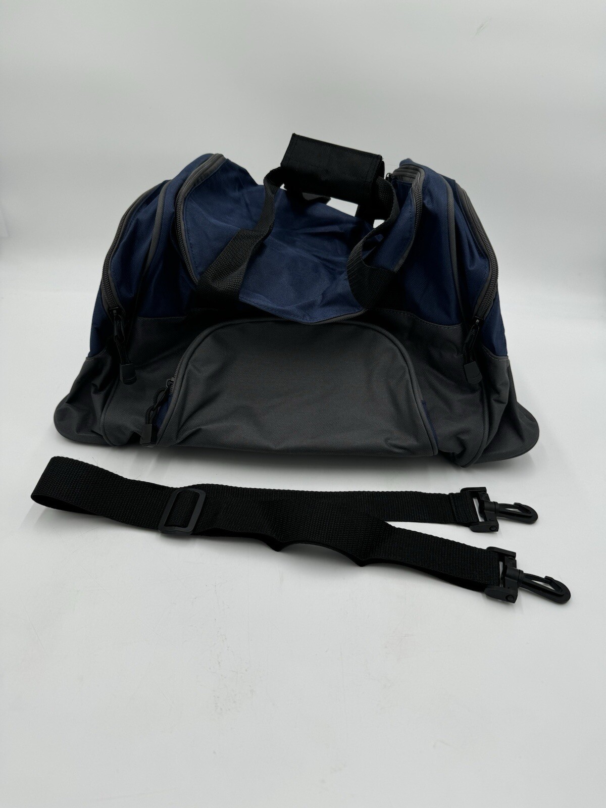 Port Authority Small Colorblock Sport Duffel Bag BG990S Navy Gray Handle W Strap