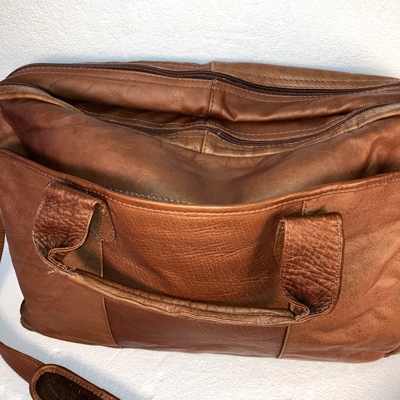 Men’s Leather Crossbody Bag Vintage Shoulder Bag Casual Medium Messenger Pack