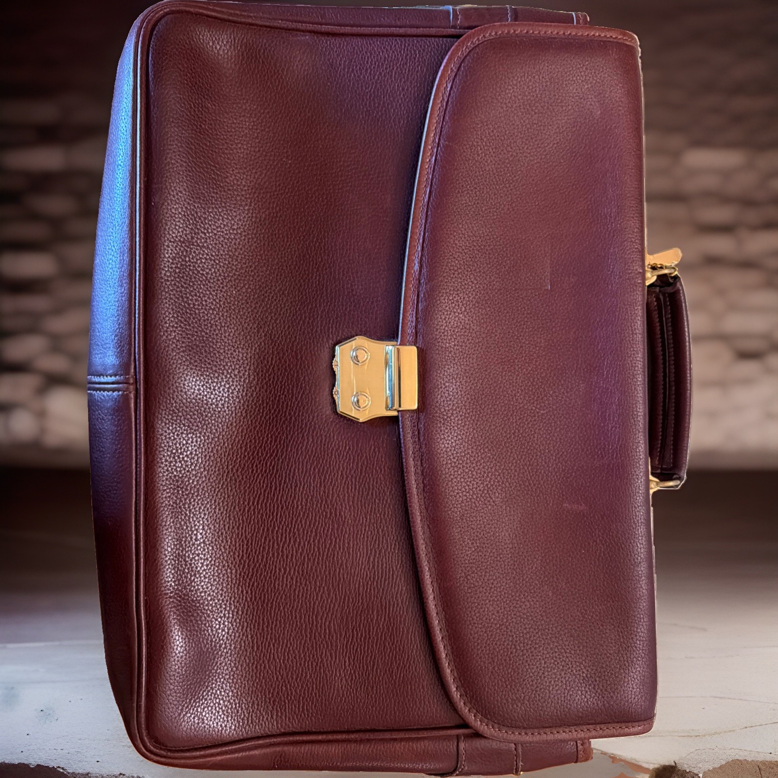 JACK GEORGES Men’s Brown Leather Briefcase 16″x 12″x 5″