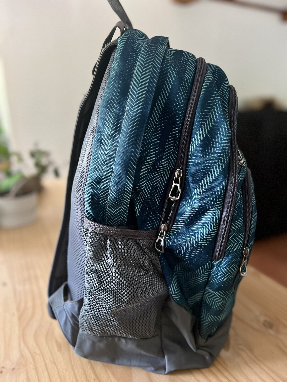 Adidas Geometric Large Blue, Green & Gray Backpack ( See Pics For Details )