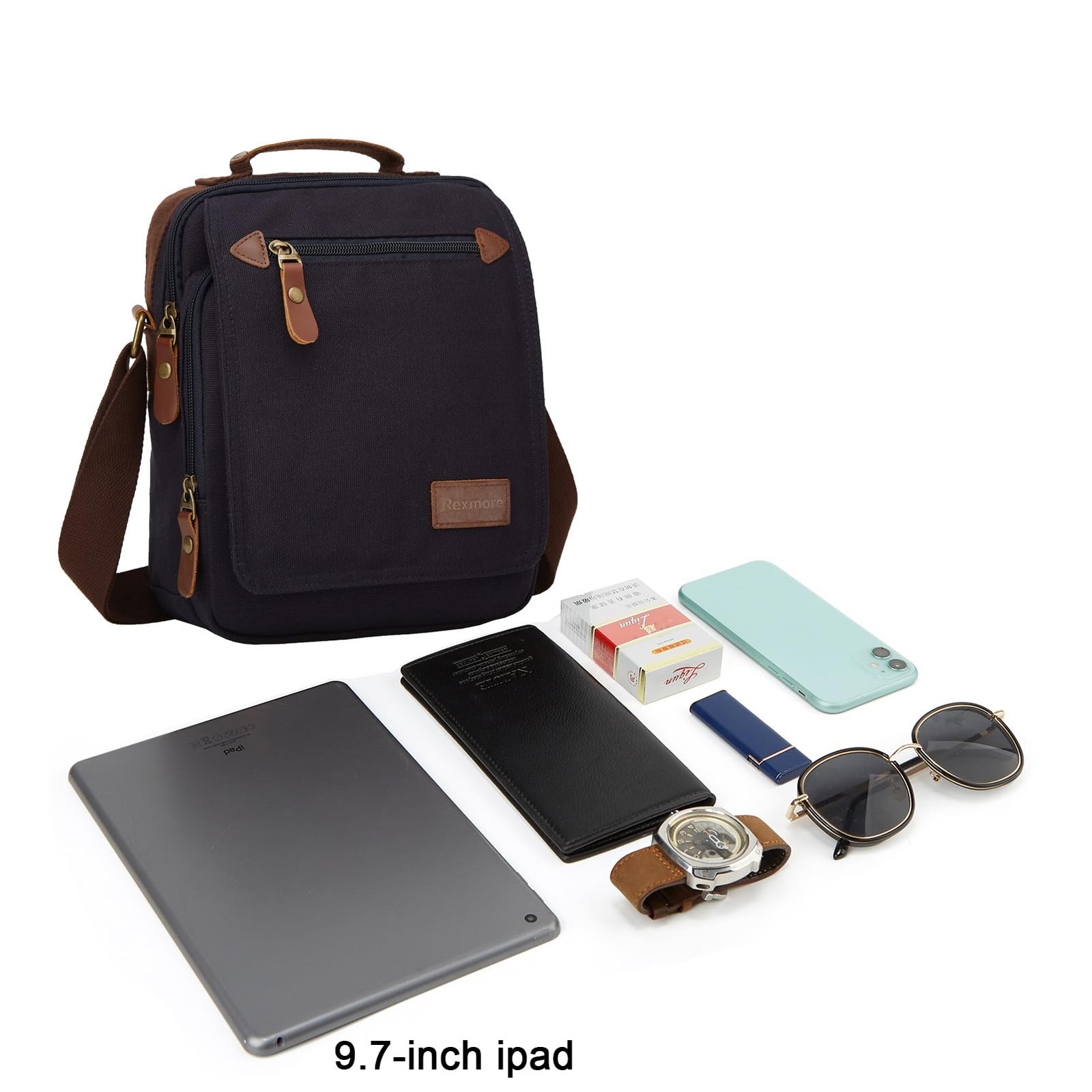 Small Canvas Messenger Bag for Men,Vintage Causal Shoulder Bag Lightweight Cr…