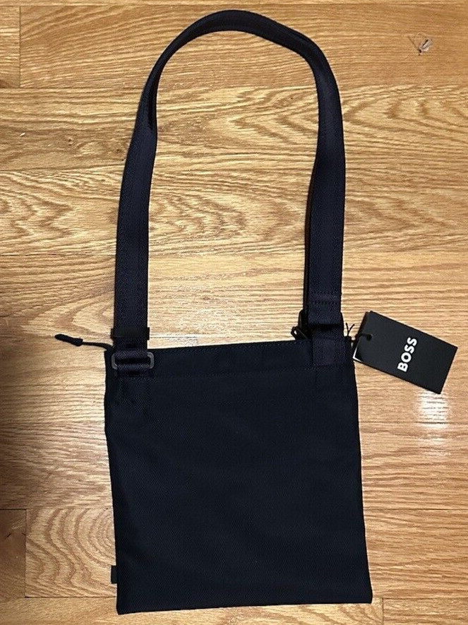 NEW BOSS ENVELOPE BAG CIRCULAR LOGO DARK BLUE CROSSBODY UNISEX 9.8” x 9.25”