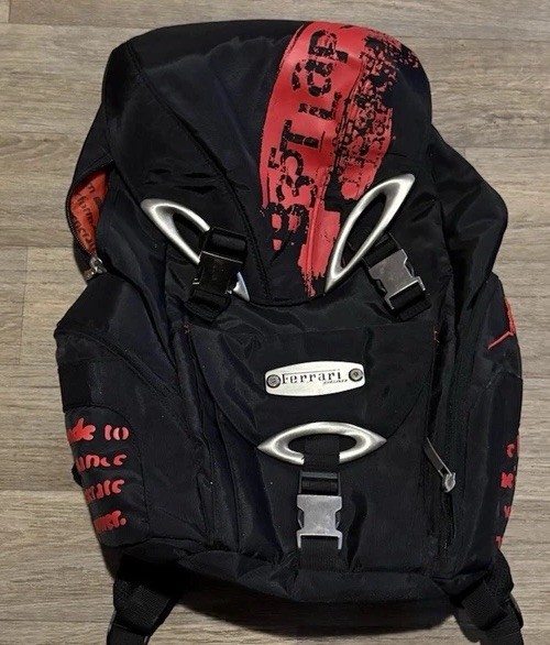 Ferrari Official Black/Red Backpack Graphic Print Zip & Buckle, Pockets