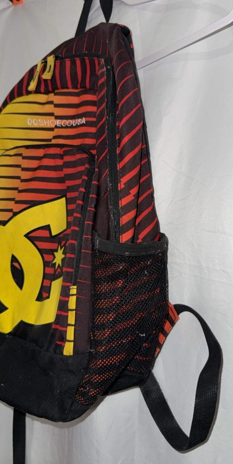 Vintage DC Shoes Skating Backpack RED YELLOW BLACK PRE OWNED