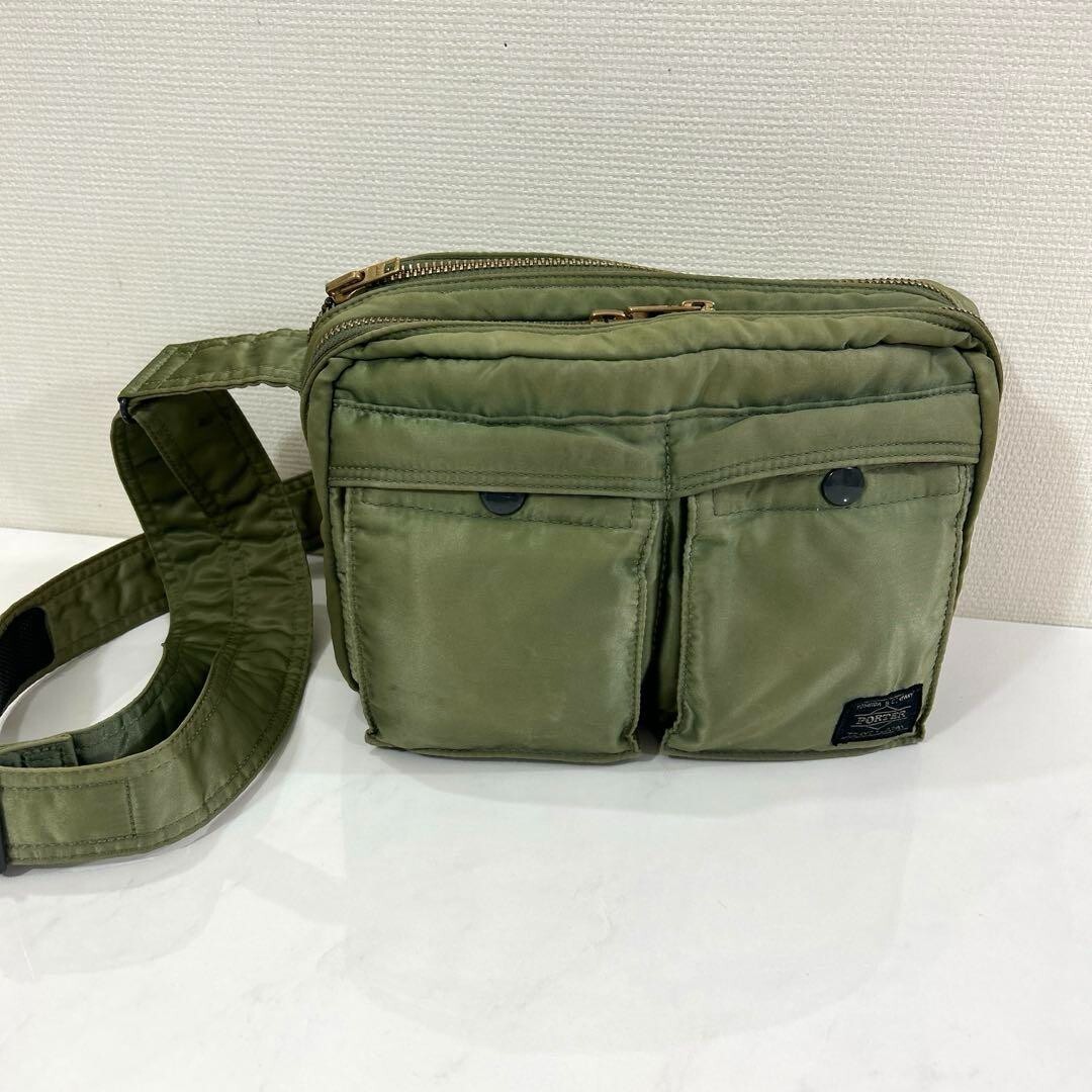 PORTER Tanker Yoshida Kaban two layers Shoulder Bag Khaki Sage Green