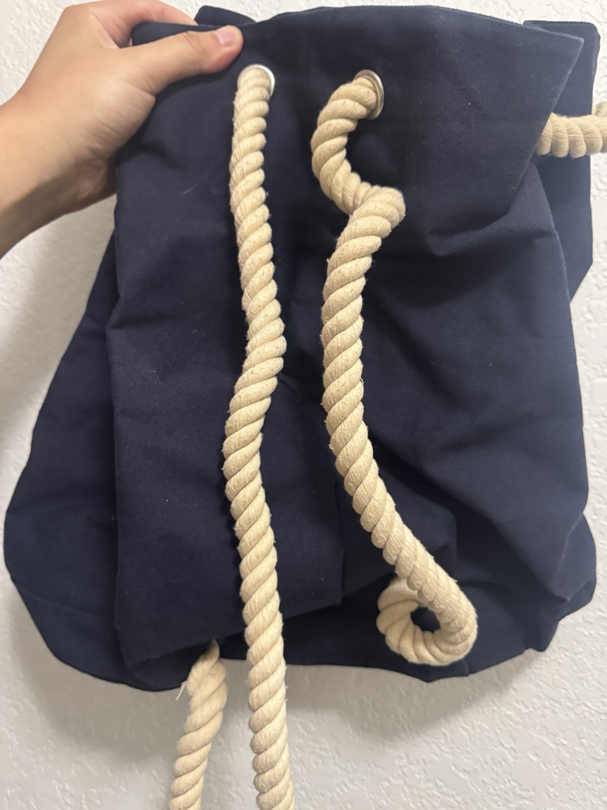 Jean Paul Gaultier Blue Drawstring Backpack, Adjustable Rope Strap