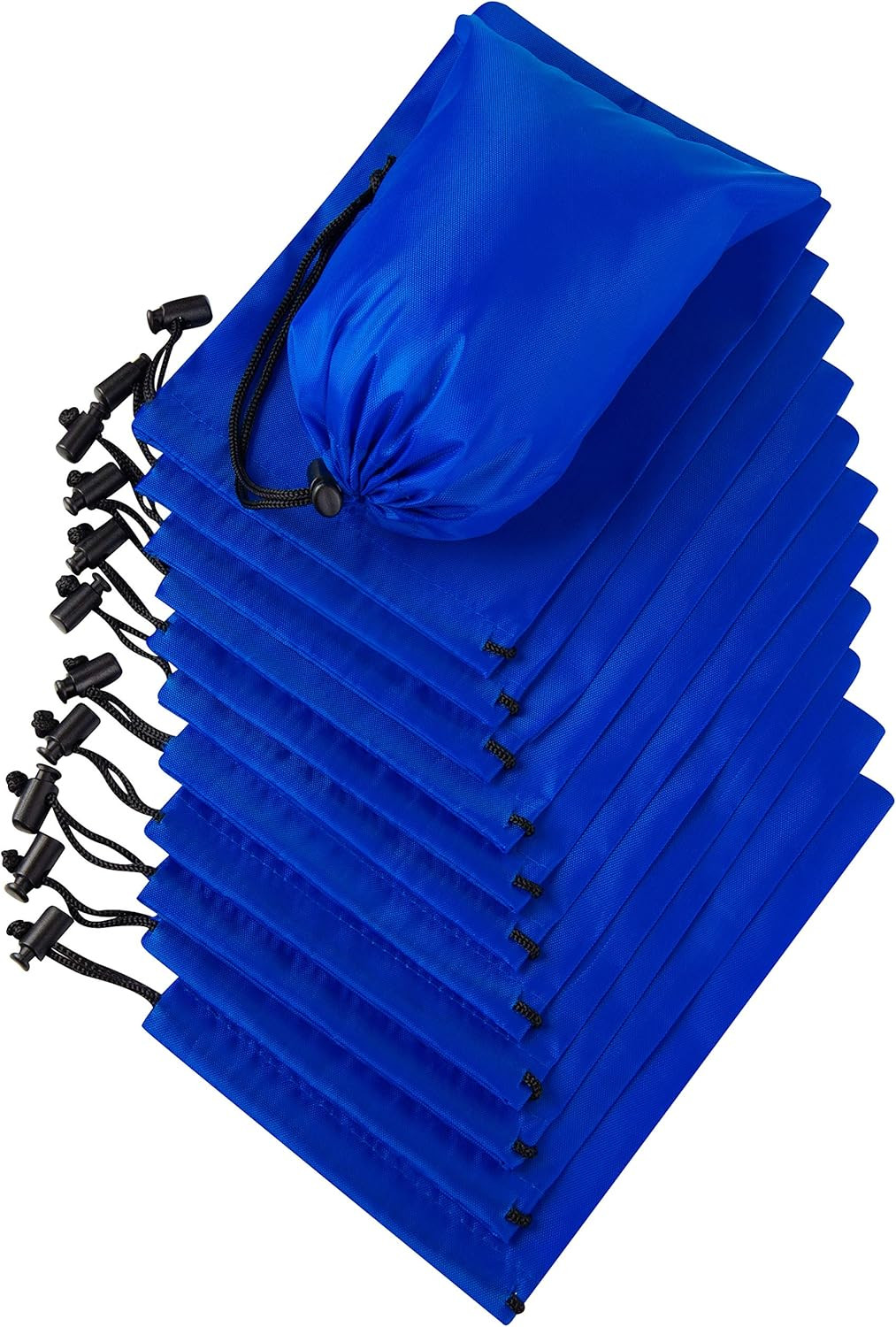Drawstring Pouch (5 x 7 Inch – 12 Pack – Blue) Small Nylon Cinch Bag with Toggle