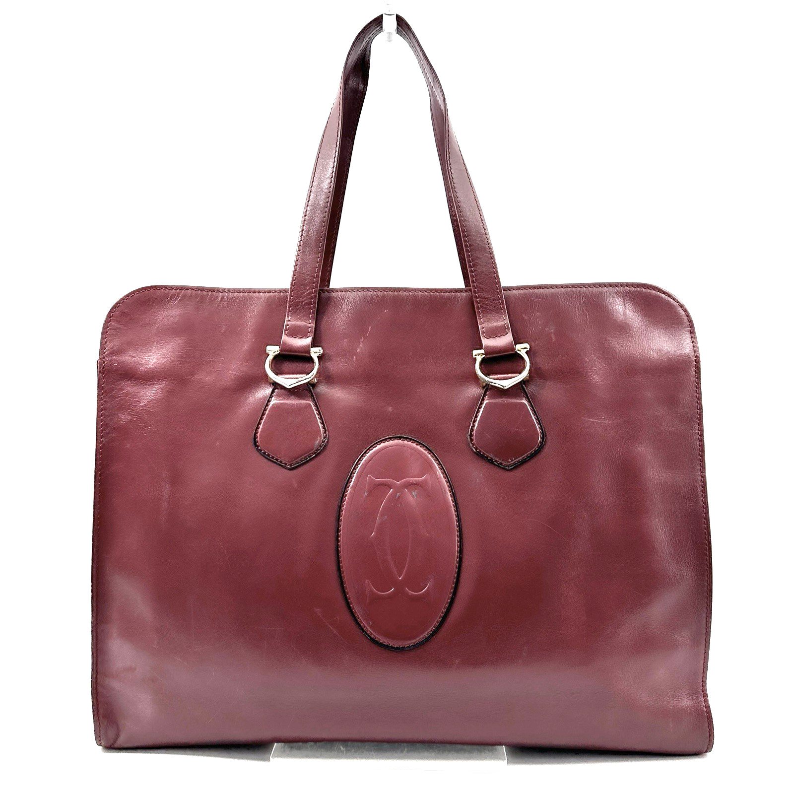 Cartier Briefcase Business Bag Leather Bordeaux Red Authentic