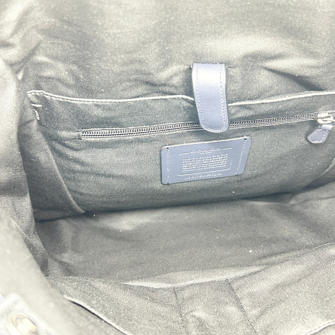 COACH Men Backpack Leather PVC Black Navy A1761 F56662 Bag Charm W41cm H51cm