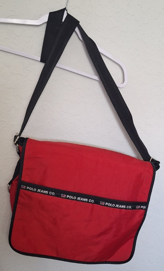 Vintage Polo Jeans Messenger Laptop Bag Red Y2K Preppy Ralph Lauren