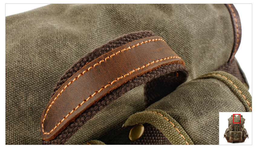 Casual Vintage Canvas Backpack Leather Bags Outdoor Shoulder Rucksack Daypack
