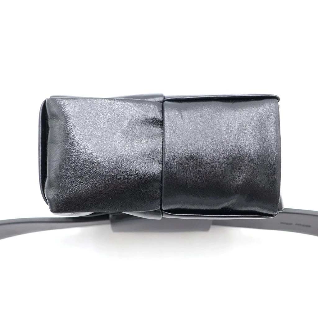 Bottega Veneta Cassette Maxi Intrecciato Belt Waist Black Leather New Grade S