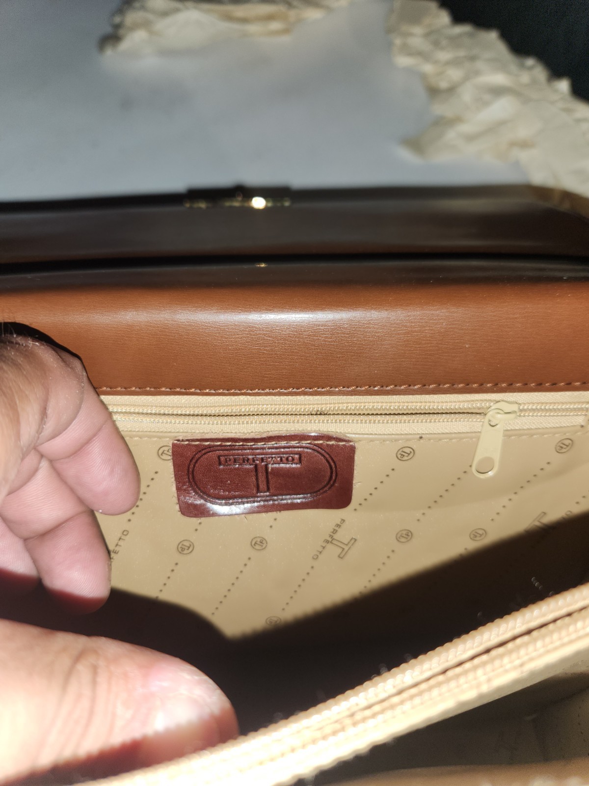 Pereftto Brown Men’s Briefcase/Document Case Push Lock, Strap, Pockets