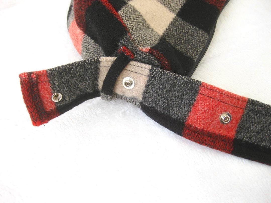 USA Johnson Woolen Mills Shoulder Bag Wool Check Pattern 42x22x18cm