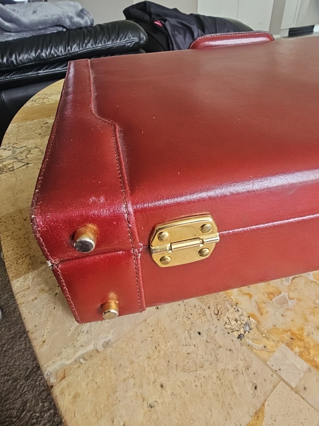 VTG Leather Presto Locking Briefcase Combination Lock Case SALMON COLOUR