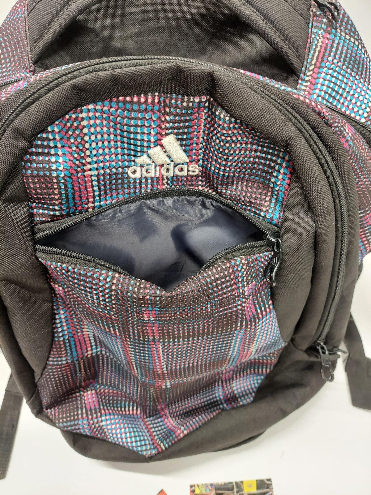 Adidas Black Blue White Pink Backpack w/ Laptop Sleeve & Load Spring Straps
