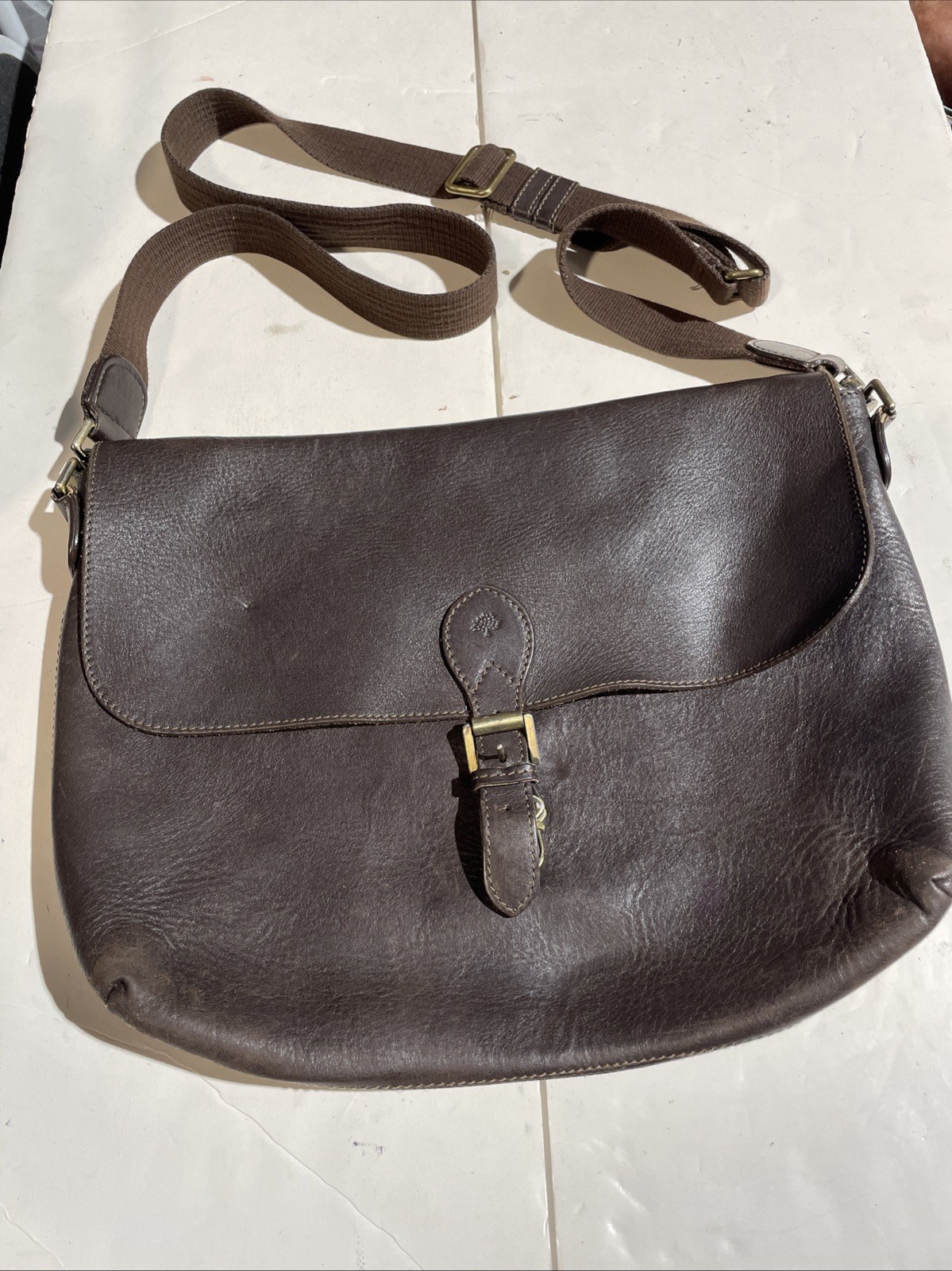 Mulberry Brown Leather Briefcase Messenger Bag