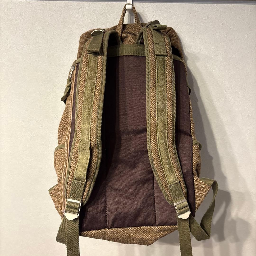 Master Piece Wool & Canvas Herringbone Backpack Brown/Olive Used