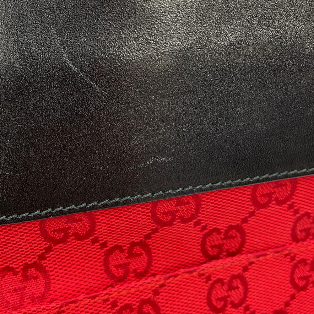GUCCI GG Canvas Shoulder Bag GG Canvas/Leather Red/Black 0190348