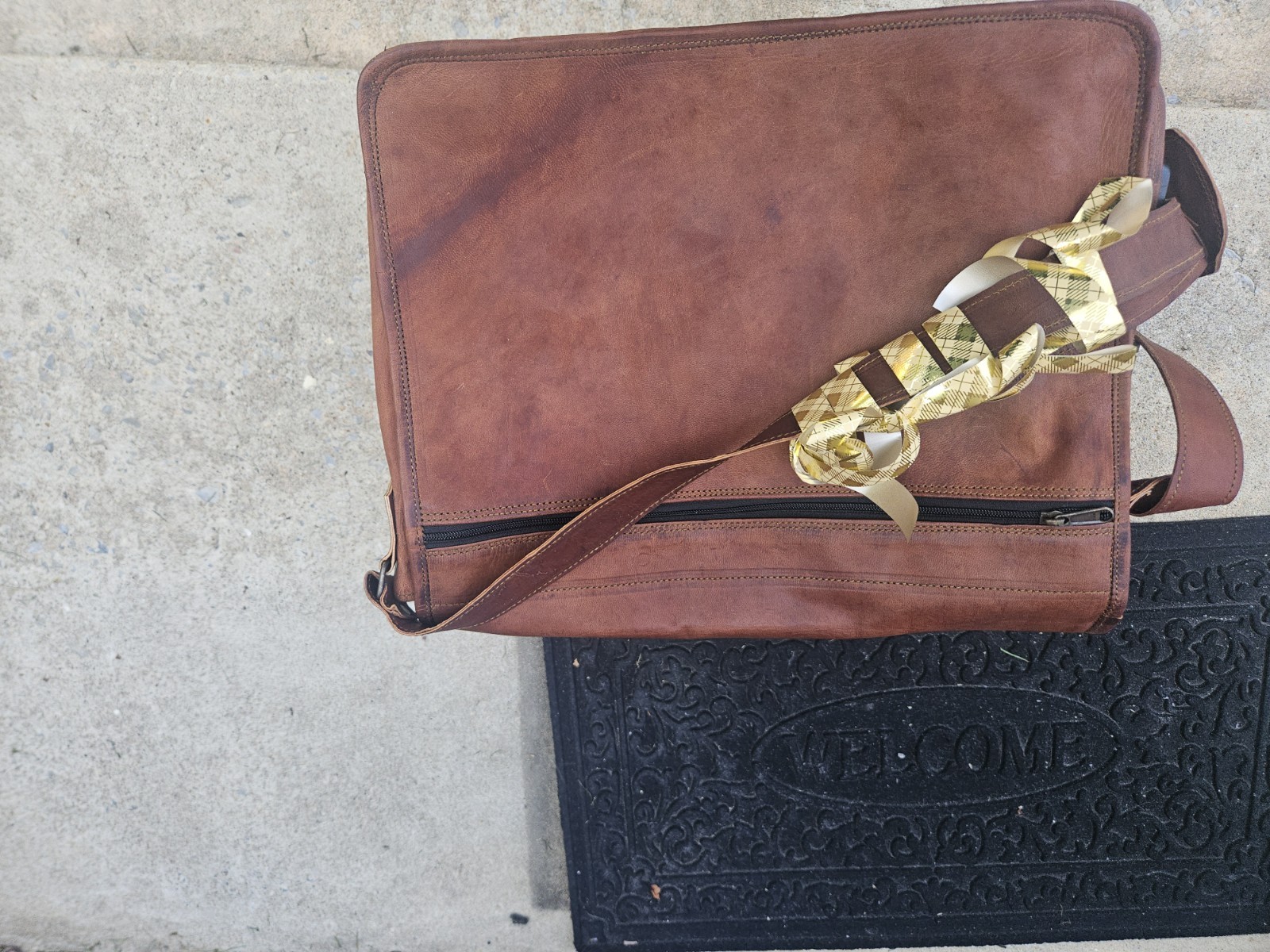 Leather Messenger Bag Laptop Computer Breifcase with strap