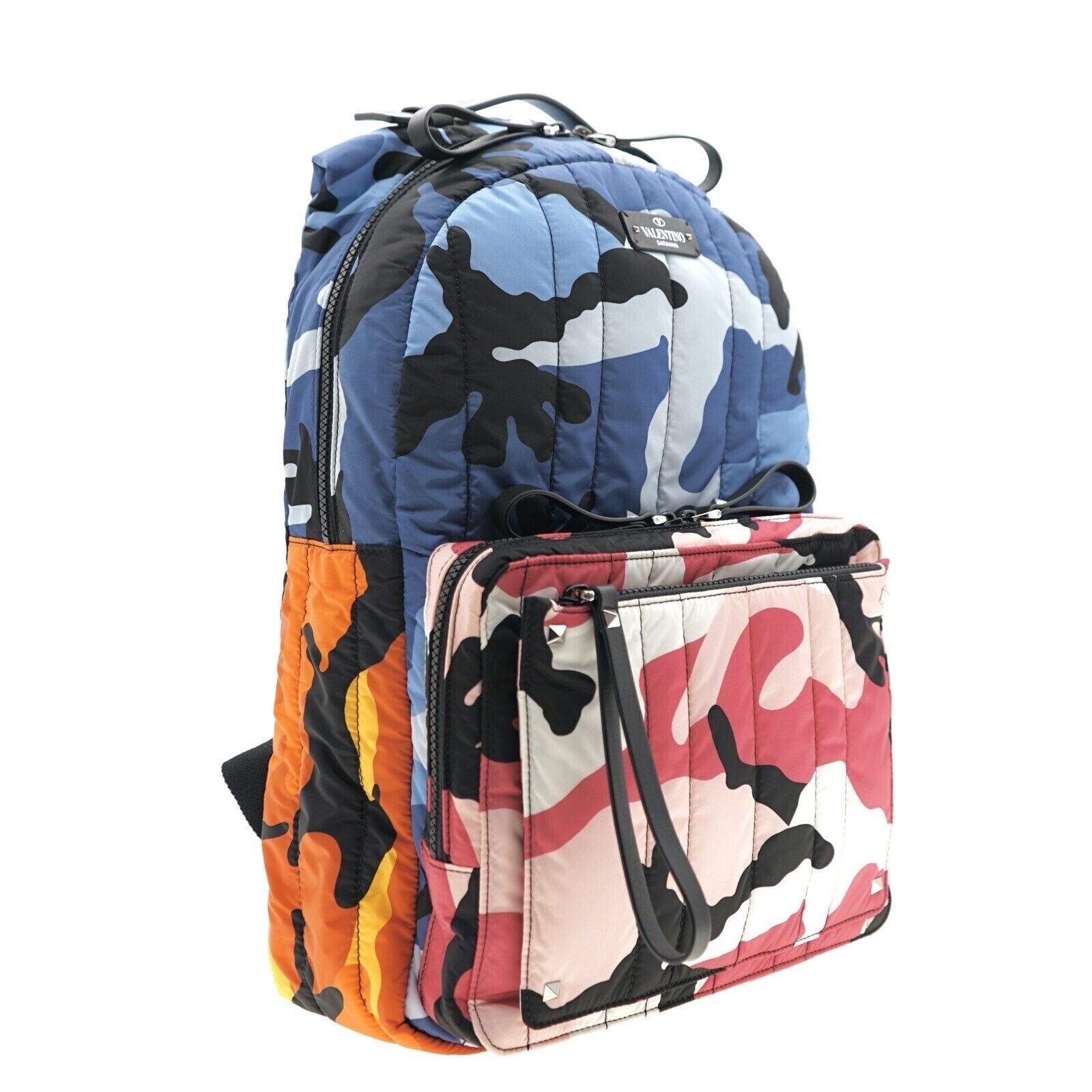 Valentino Garavani Camushuffle Backpack Quilted Nylon Multicolor New